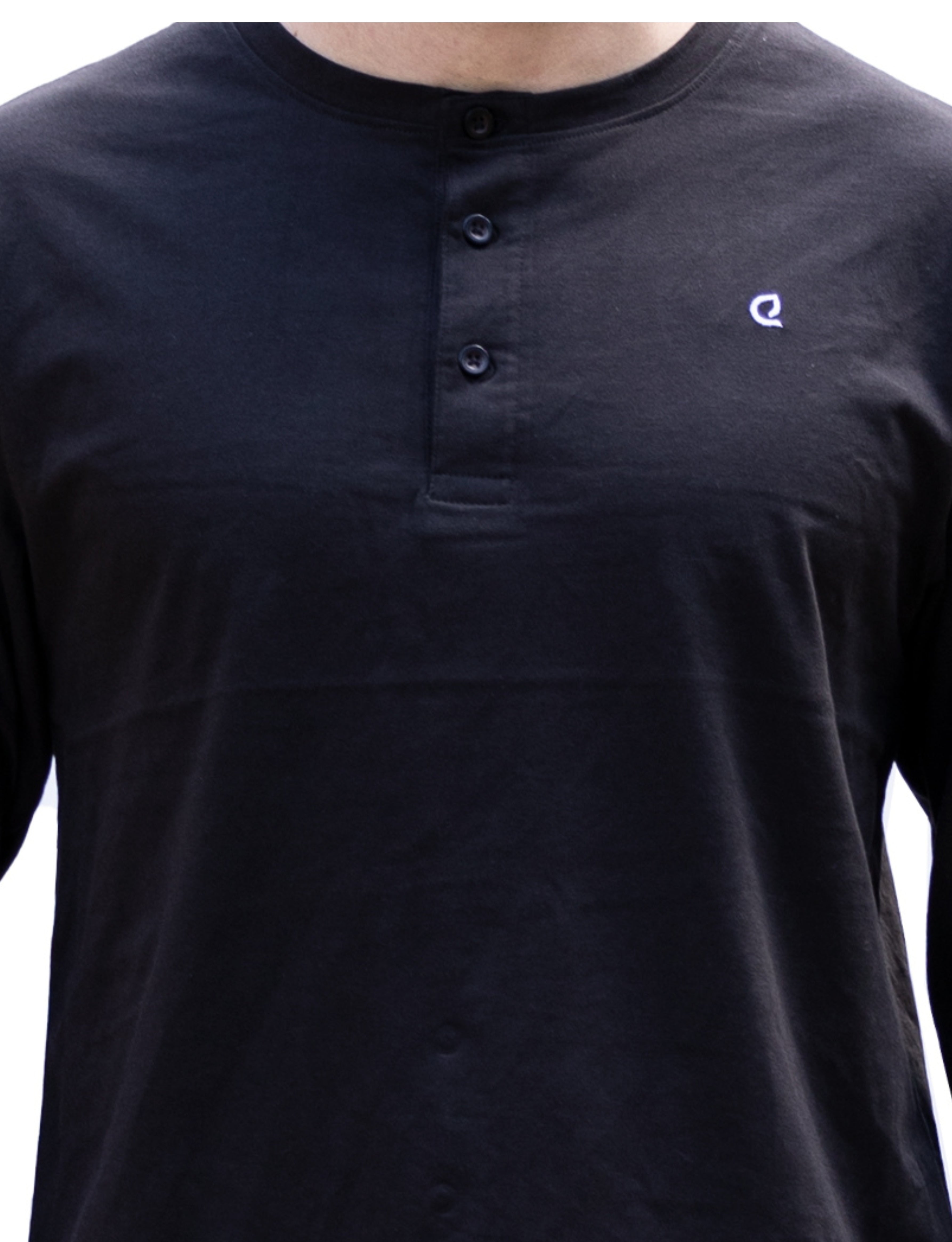 Men's Henley T-shirt - Weekend Crewneck in Midnight Black